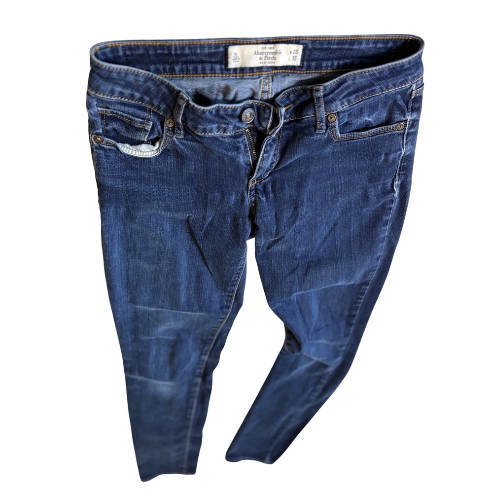 Abercrombie Fitch Women's Dark Wash Skinny Jeans Size 26W 35L
